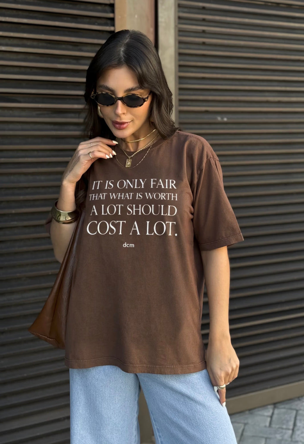 T-SHIRT ESTONADA ONLY FAIR MARROM CAFÉ