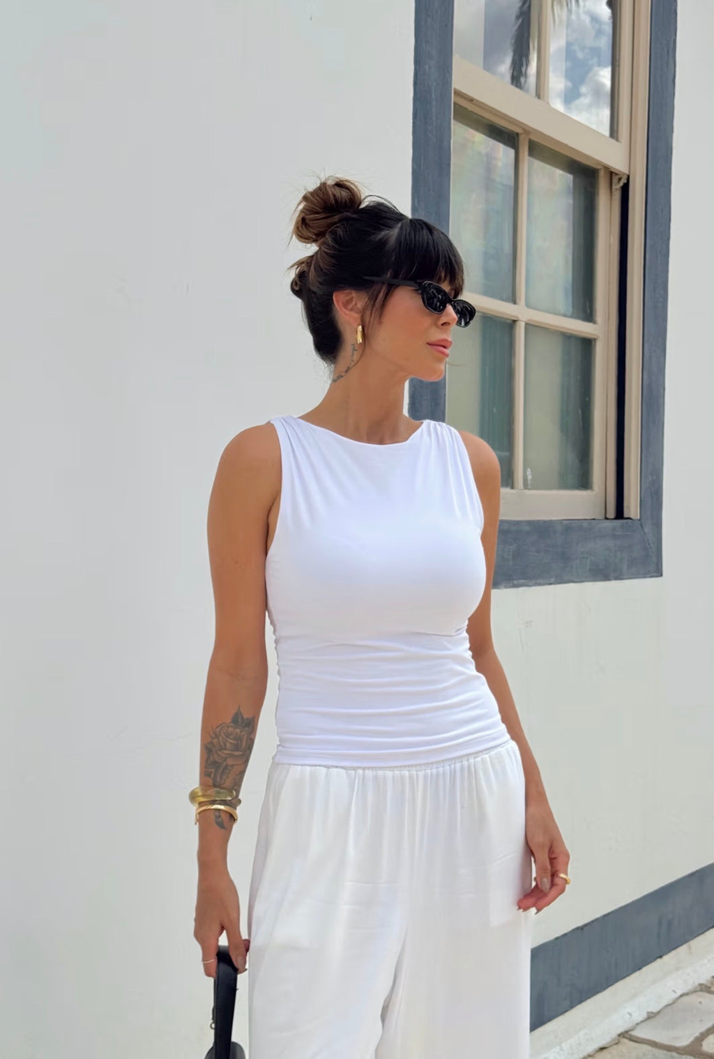 BLUSA DECOTE CANOA GIULIA BRANCA