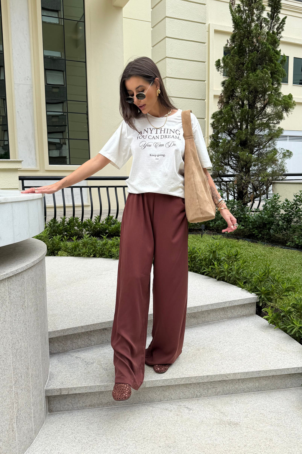 CALÇA PANTALONA LIA MARROM TRUFADO