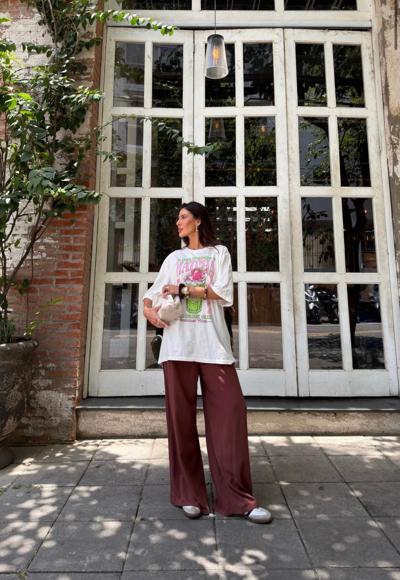 T-SHIRT OVERSIZED DELICIOUS MATCHA OFF WHITE