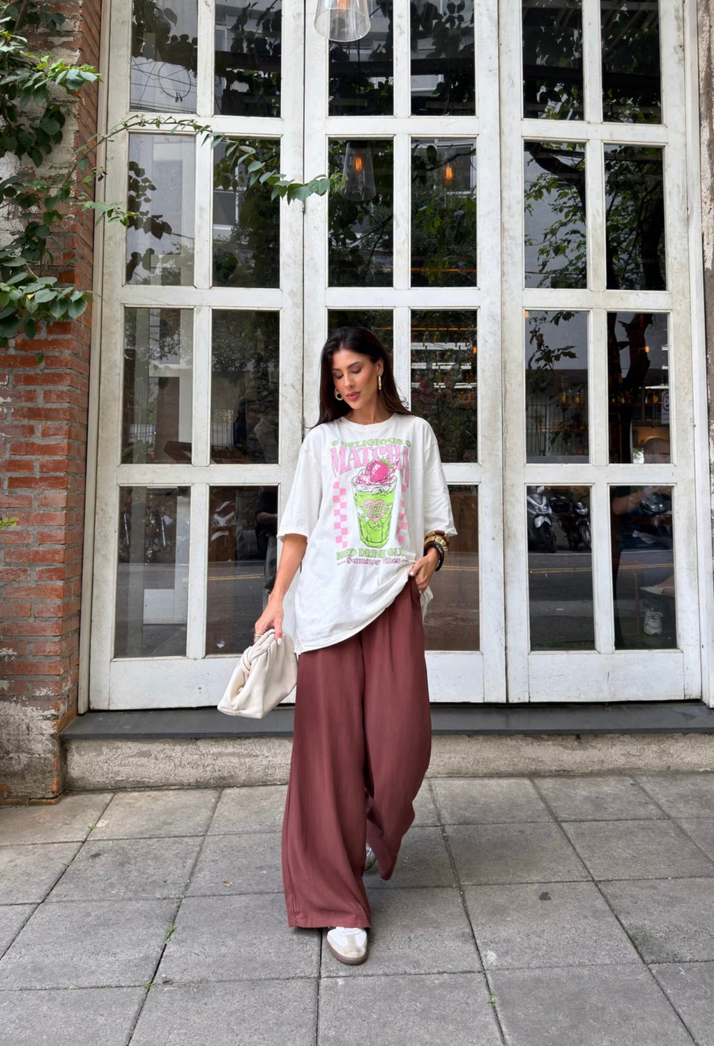 T-SHIRT OVERSIZED DELICIOUS MATCHA OFF WHITE