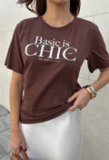 T-SHIRT ESTONADA BASIC CHIC MARROM CHOCOLATE