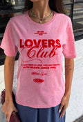 T-SHIRT ESTONADA LOVERS CLUB (COM FLOCADO) PINK HOT MARMORIZADO