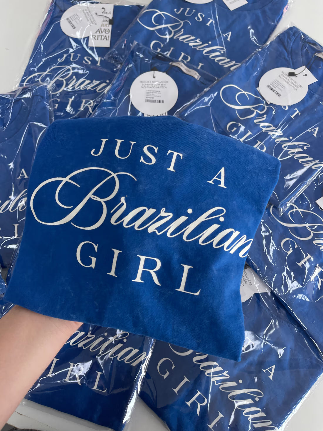 T-SHIRT ESTONADA BRAZILIAN GIRL AZUL OCEAN MARMORIZADA